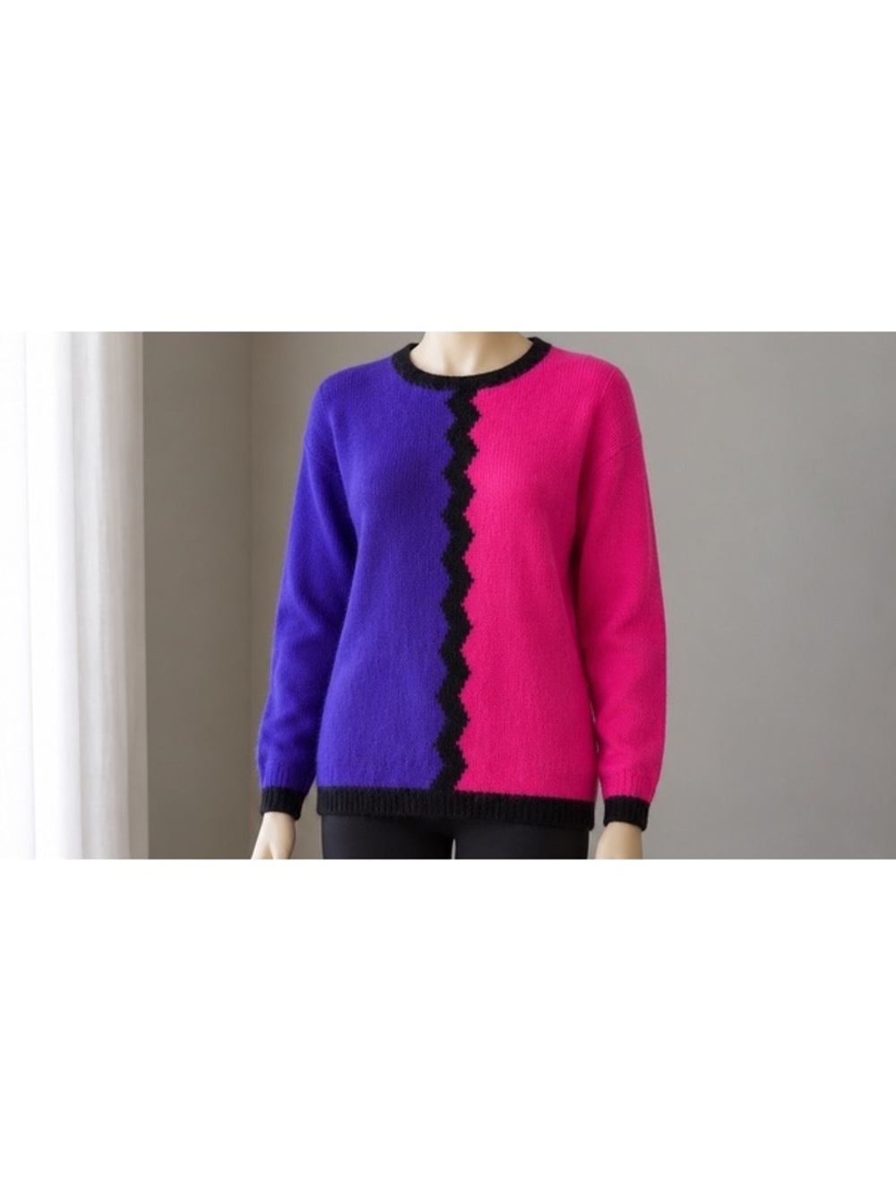 Vintage Rafaella Angora Sweater Women’s M Pink Purple Colorblock Wool